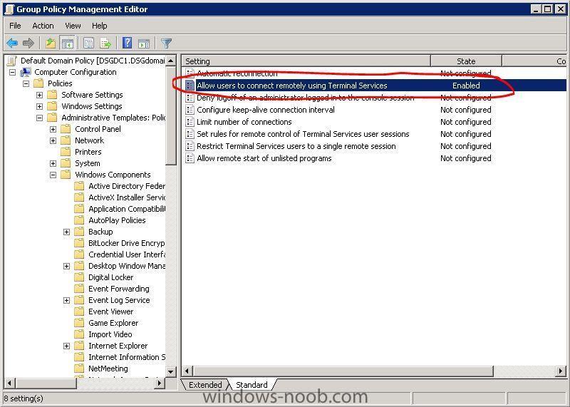 windows terminal services management console