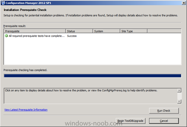testdbupgrade installation prerequisite check.png