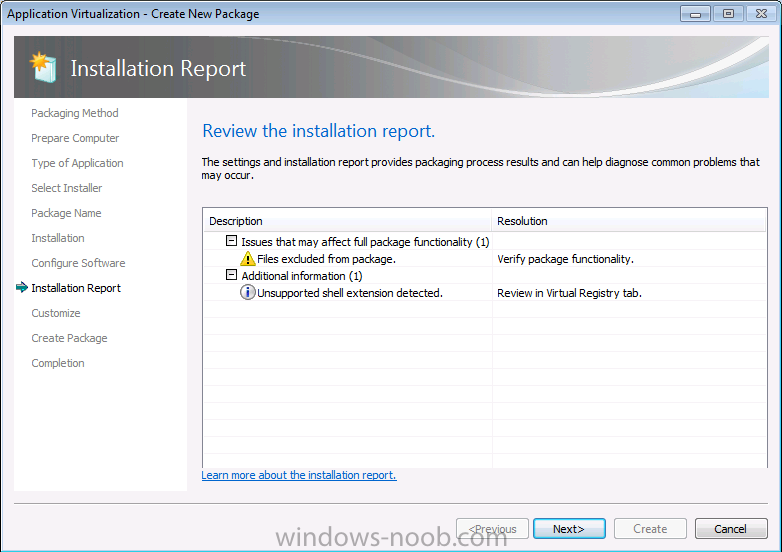review the installation report.png