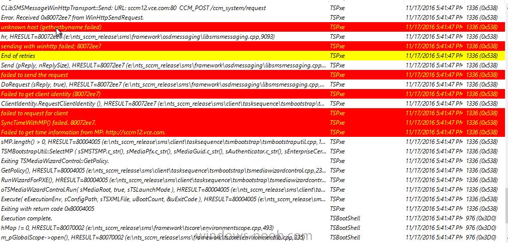 Ошибка 2012. 0x5(5) SCCM.