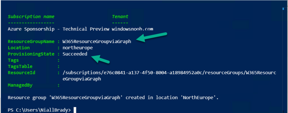 succeeded to create resource group.png