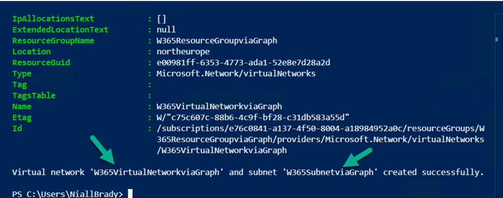 virtual network and subnet created successfully.png